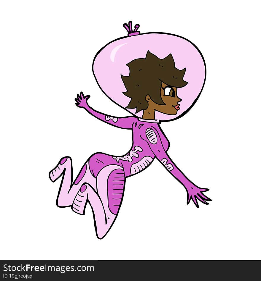 cartoon space woman