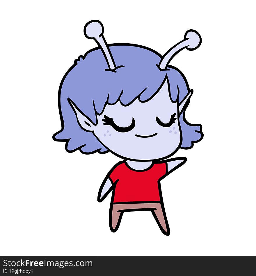 smiling alien girl cartoon. smiling alien girl cartoon