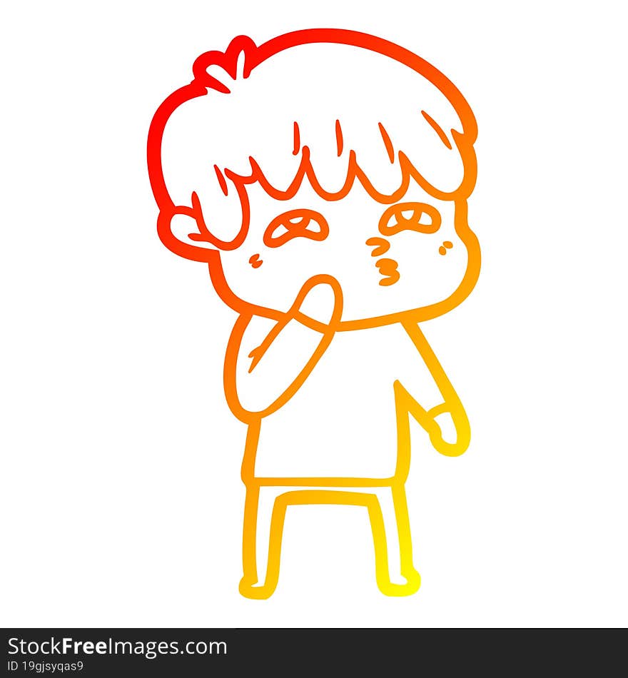 Warm Gradient Line Drawing Cartoon Curious Man