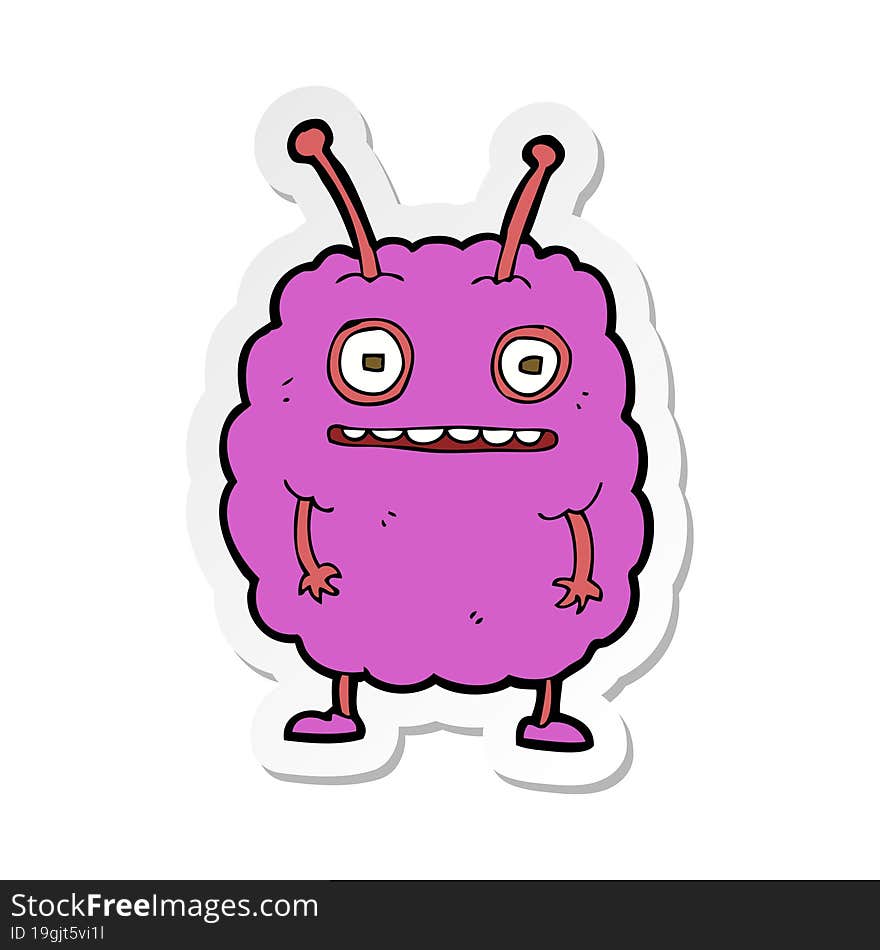 sticker of a cartoon funny alien monster