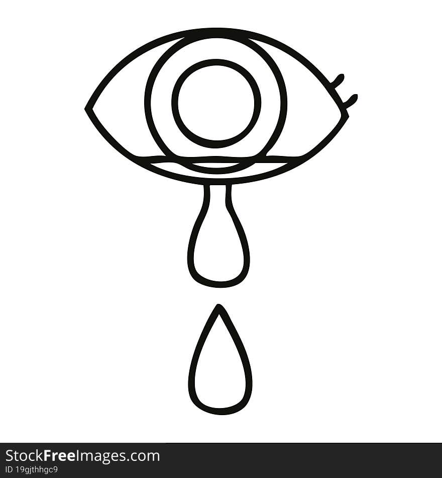 line drawing cartoon of a crying eye