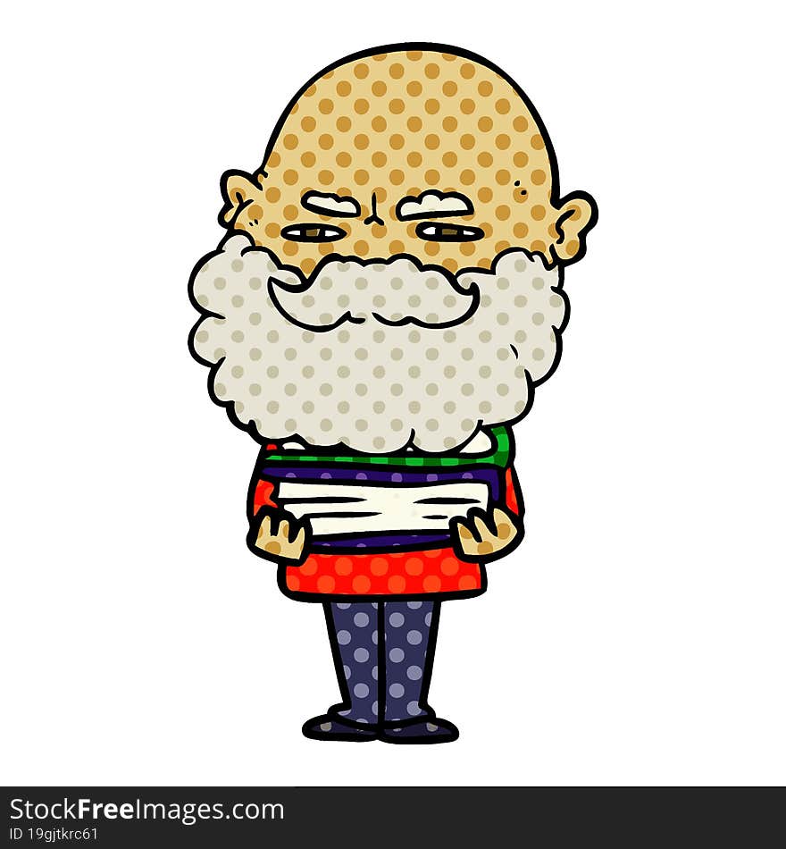 cartoon man with beard frowning. cartoon man with beard frowning