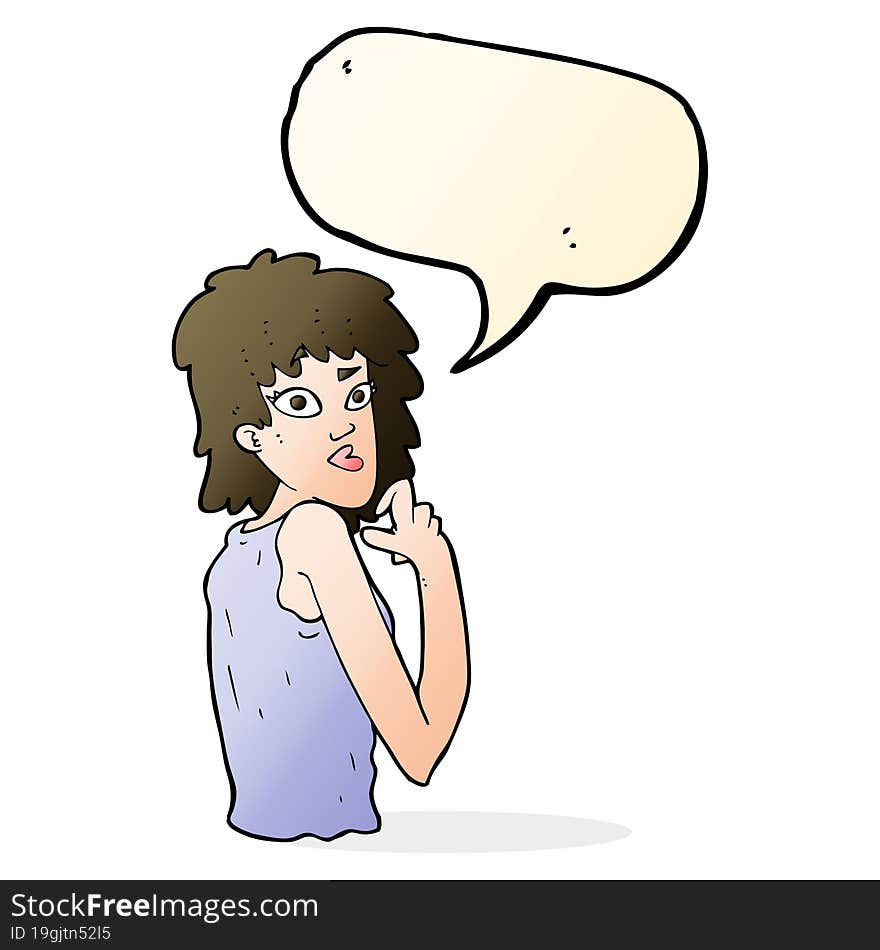 cartoon surprised woman with speech bubble