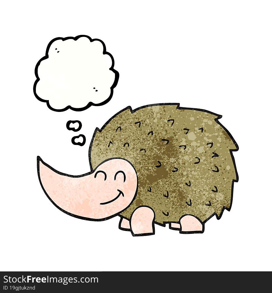 thought bubble textured cartoon hedgehog