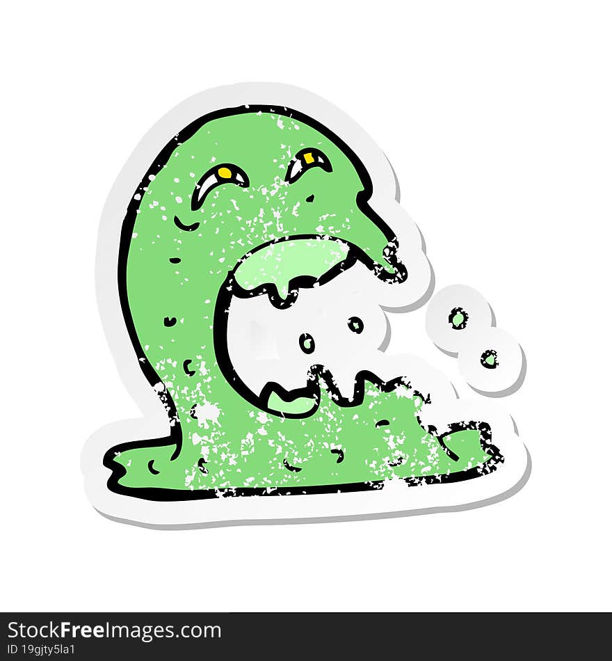 Retro Distressed Sticker Of A Cartoon Gross Ghost