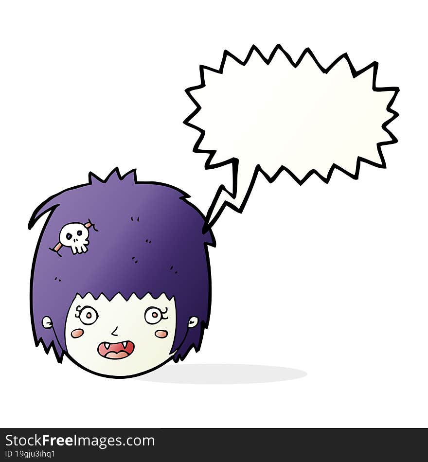 Cartoon Happy Vampire Girl Face With Speech Bubble