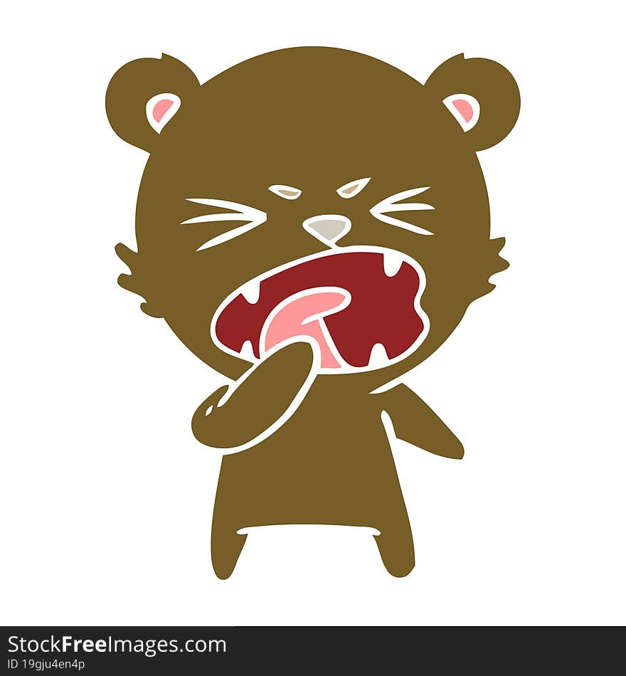 angry flat color style cartoon bear shouting