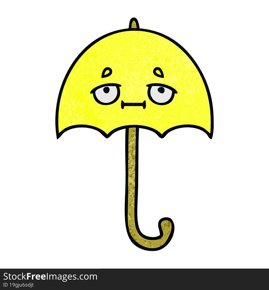 retro grunge texture cartoon of a umbrella