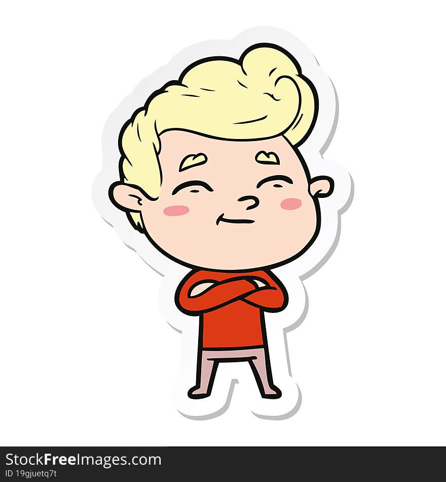 sticker of a happy cartoon man