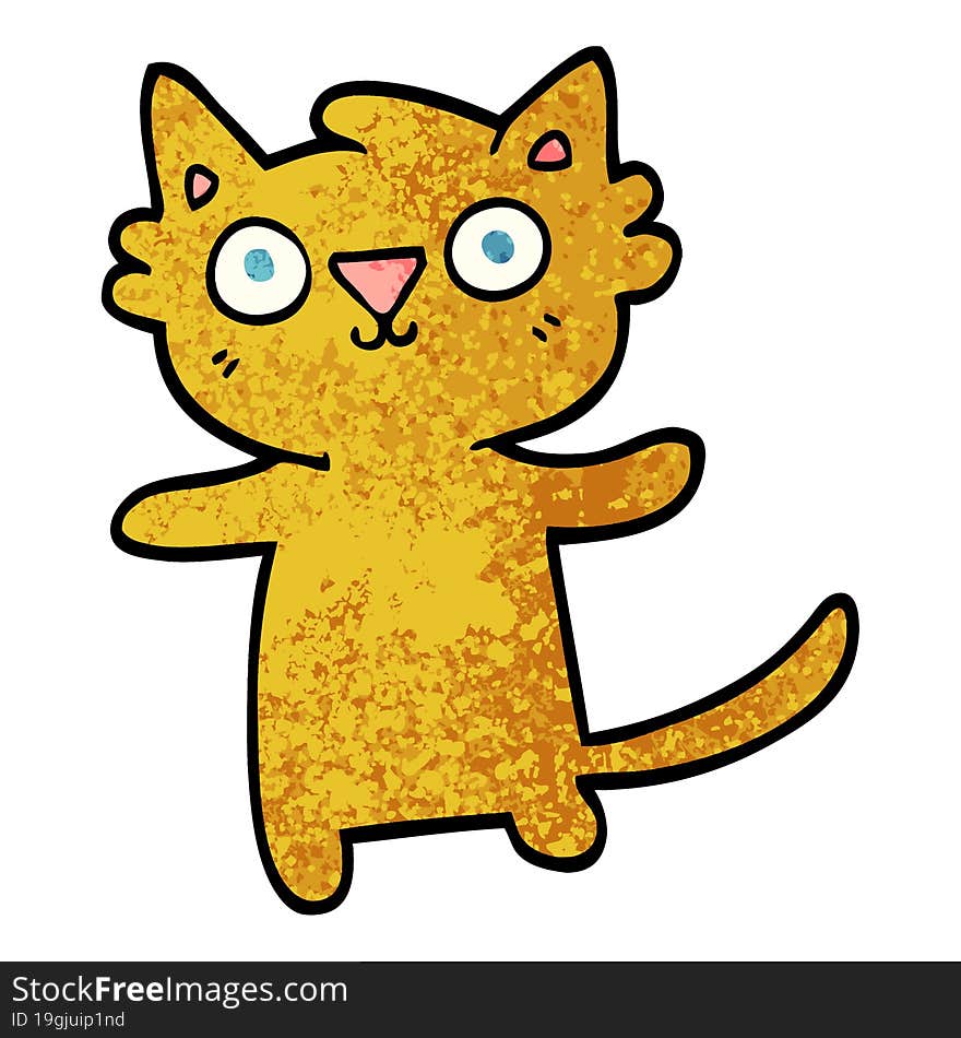 grunge textured illustration cartoon cat