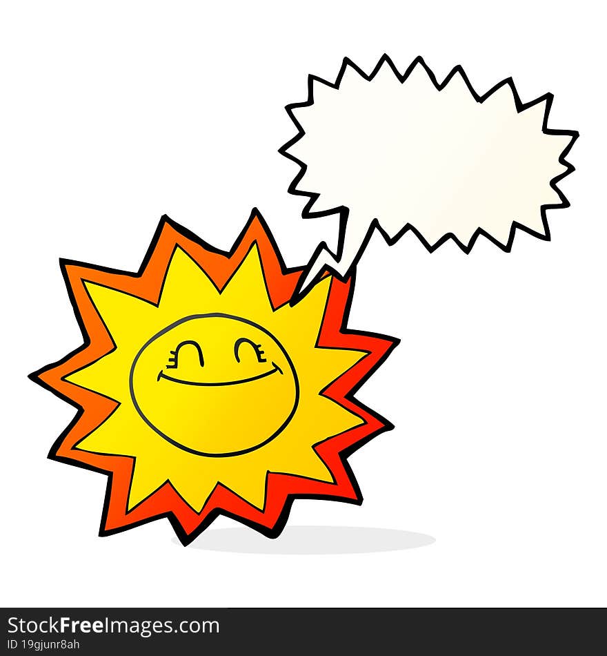 Happy Speech Bubble Cartoon Sun