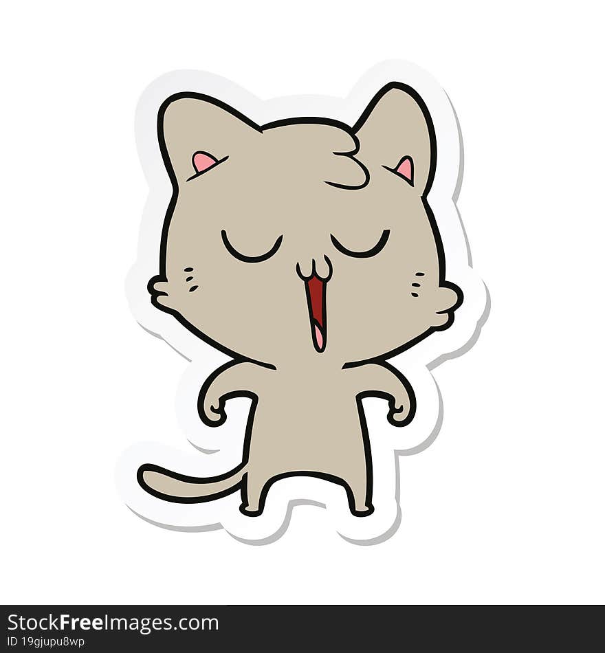 sticker of a cartoon cat singing