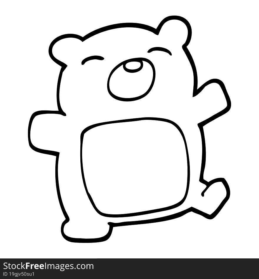 black and white cartoon teddy bear