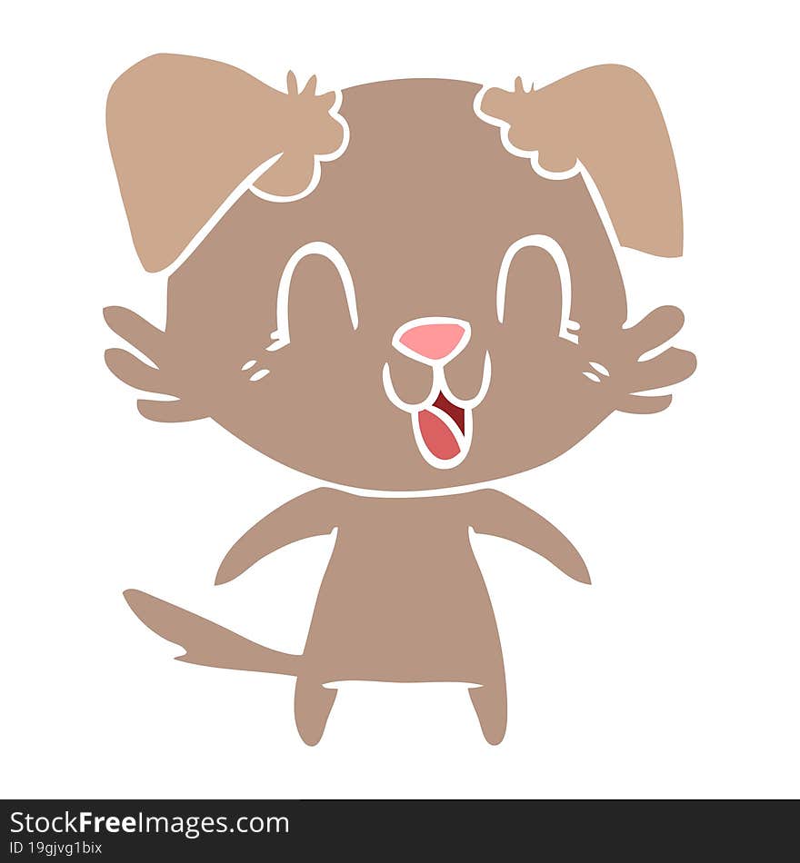 laughing flat color style cartoon dog