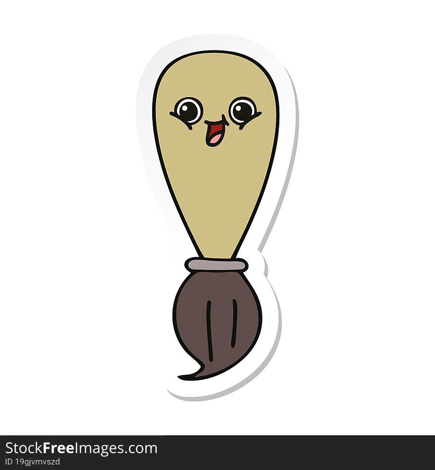 sticker of a cute cartoon paint brush