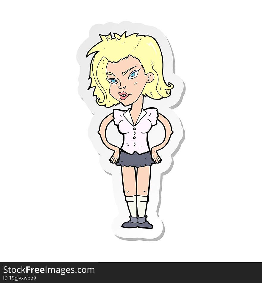 sticker of a cartoon woman with hands on hips