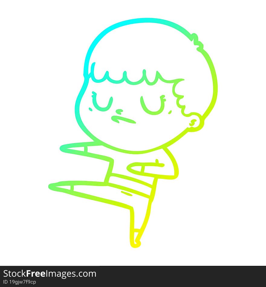 cold gradient line drawing cartoon grumpy boy