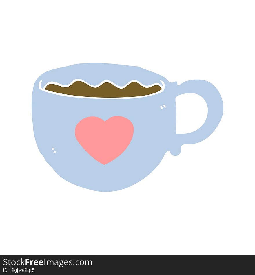 I love coffee flat color style cartoon cup