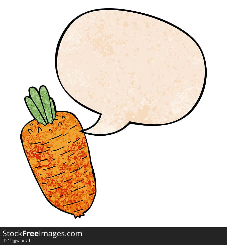 Cartoon Vegetable And Speech Bubble In Retro Texture Style