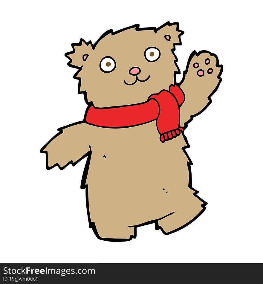 Cartoon Teddy Bear Wearing Scarf