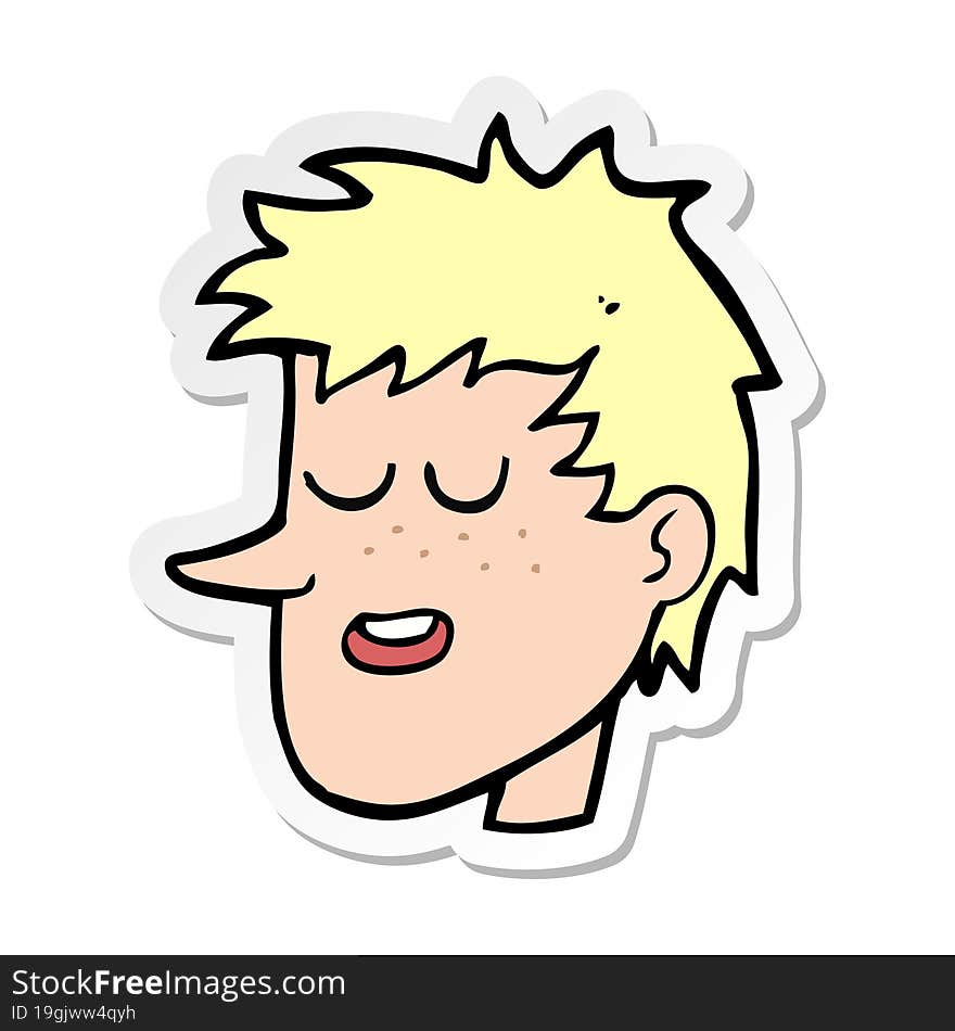 Sticker Of A Cartoon Happy Boy Face