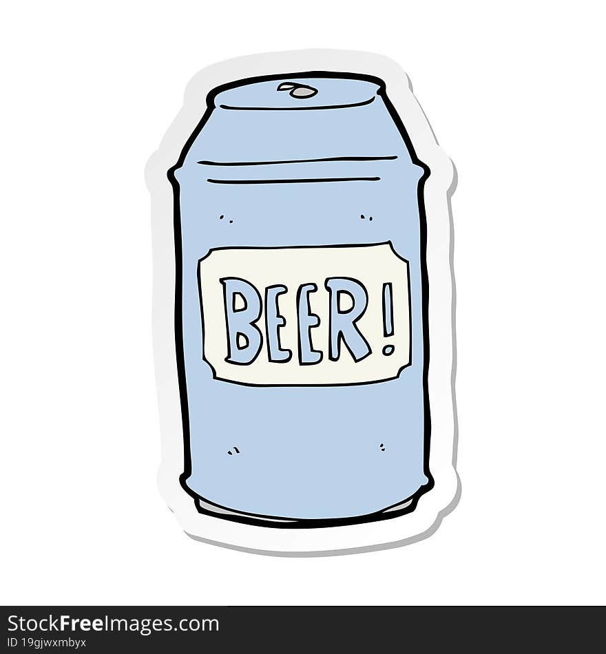 sticker of a cartoon beer can