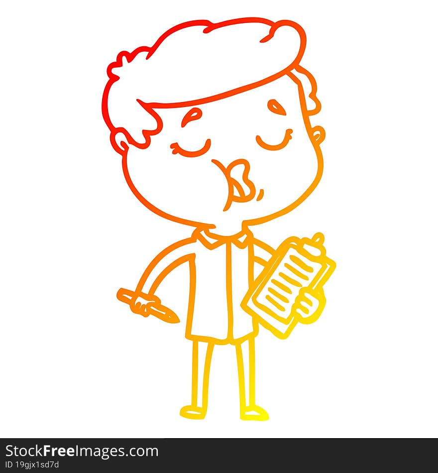 warm gradient line drawing cartoon man talking