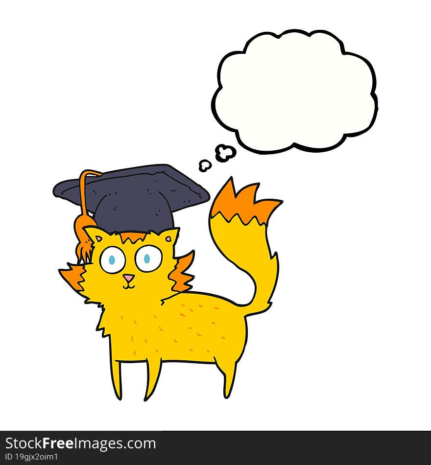 thought bubble cartoon cat graduate