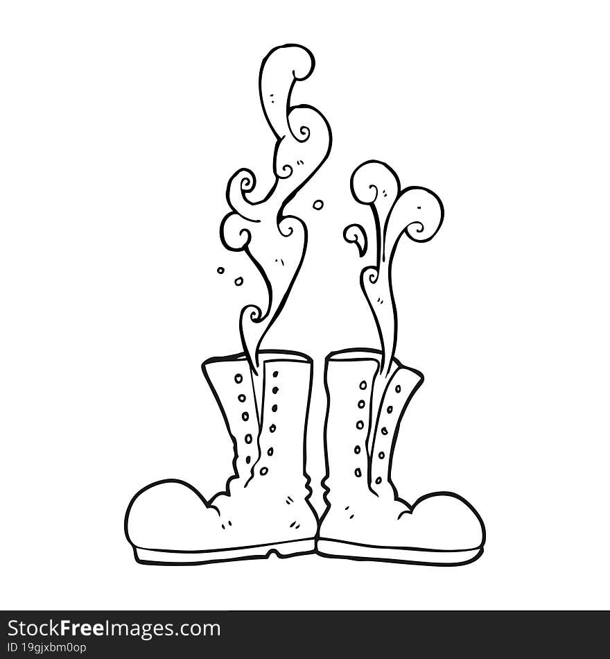 black and white cartoon steaming army boots