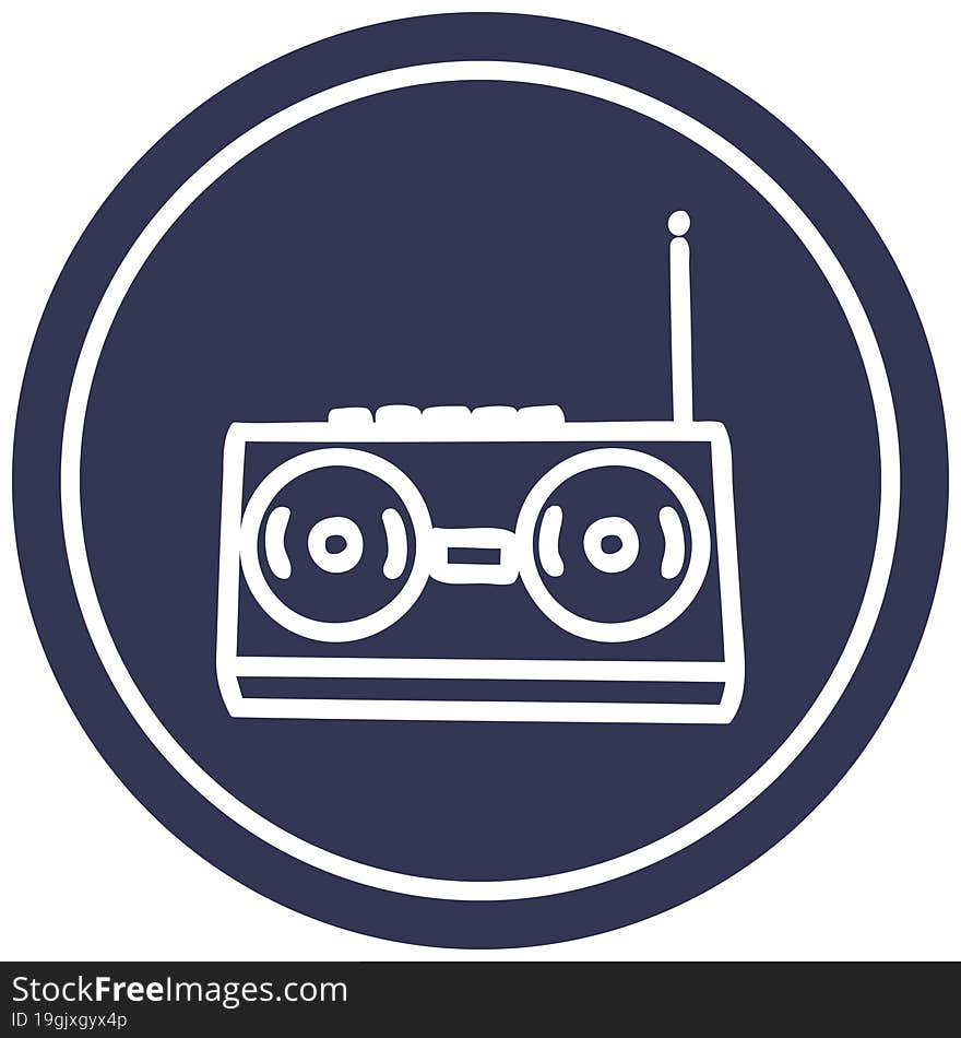 radio cassette player circular icon symbol