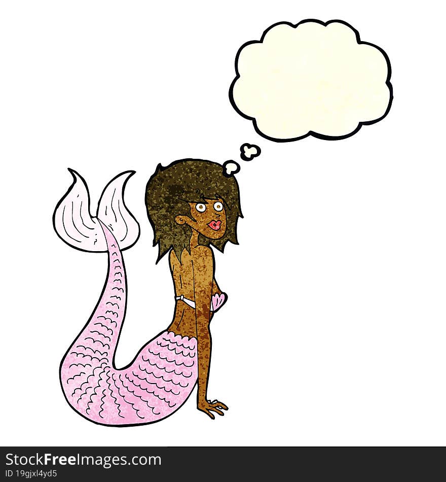 Cartoon Mermaid With Thought Bubble