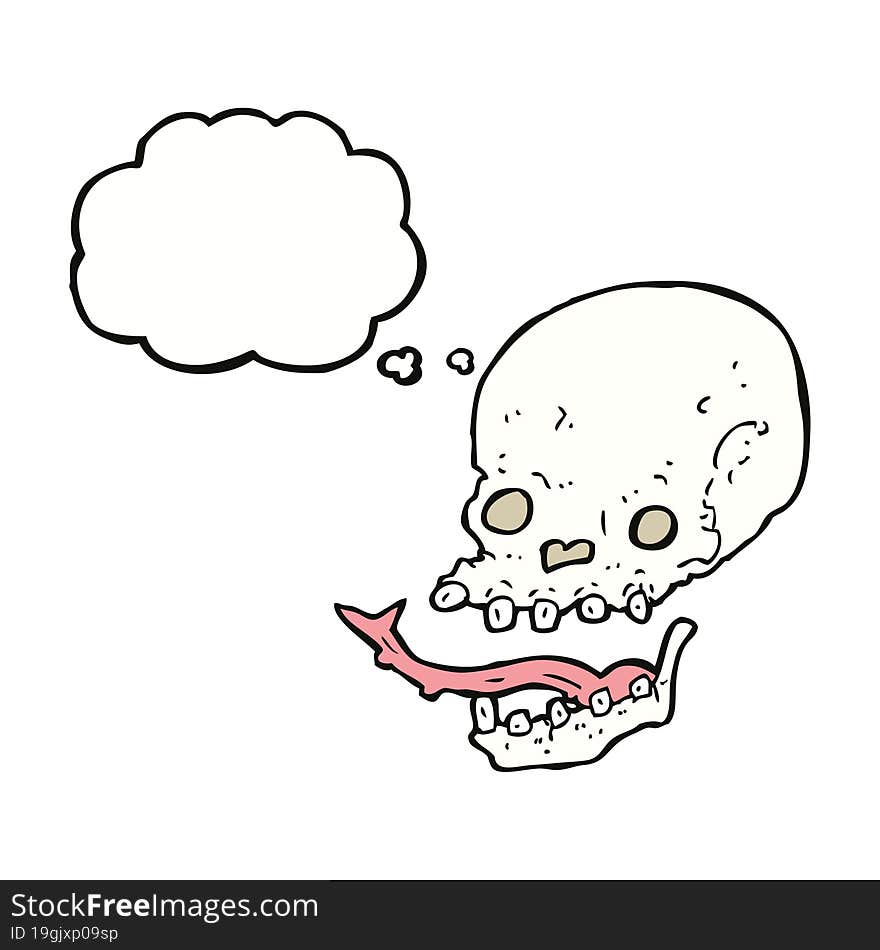 Cartoon Spooky Skull With Thought Bubble