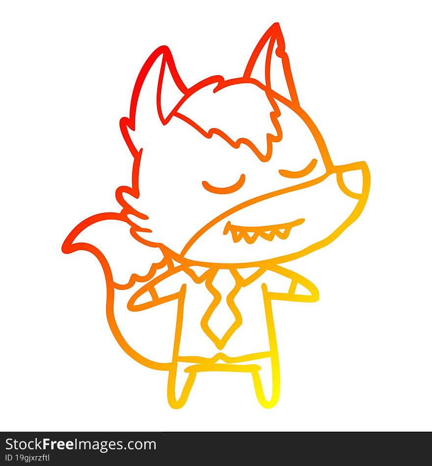 warm gradient line drawing friendly cartoon boss wolf