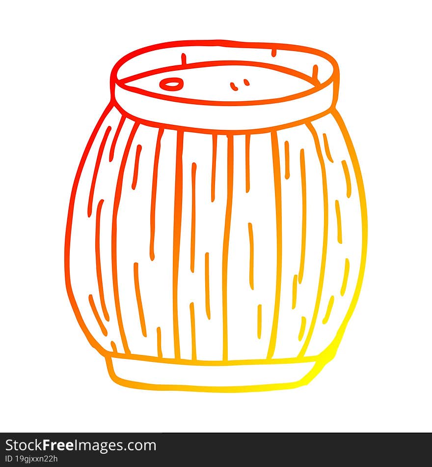 Warm Gradient Line Drawing Cartoon Beer Barrel