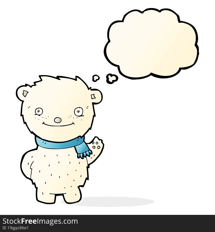 cartoon cute polar bear with thought bubble