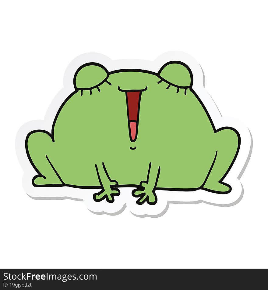 Sticker Of A Cute Cartoon Frog