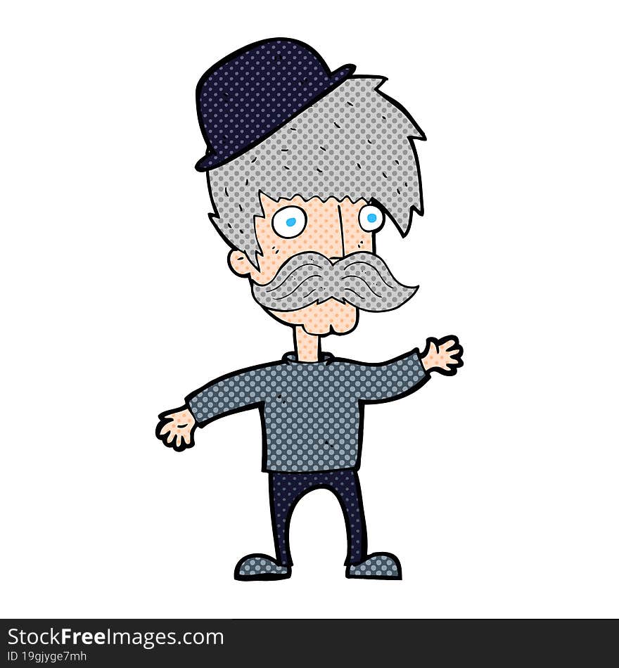 Cartoon Man Wearing Bowler Hat