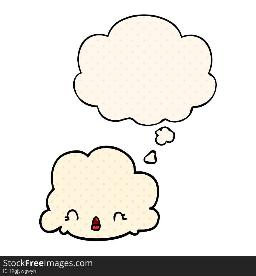 cartoon cloud and thought bubble in comic book style