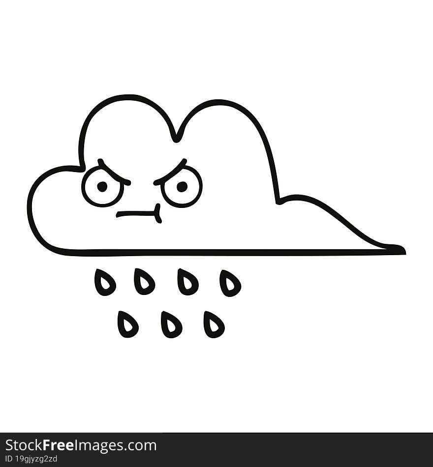 line drawing cartoon of a rain cloud