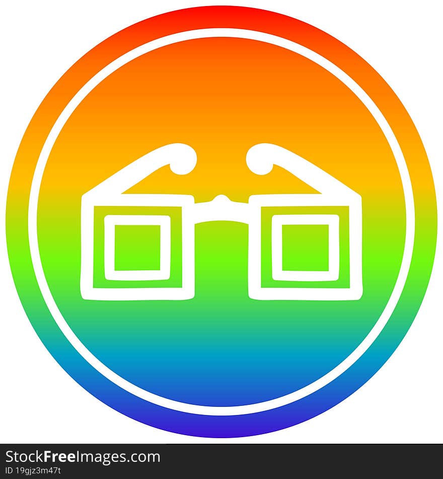 Square Glasses Circular In Rainbow Spectrum