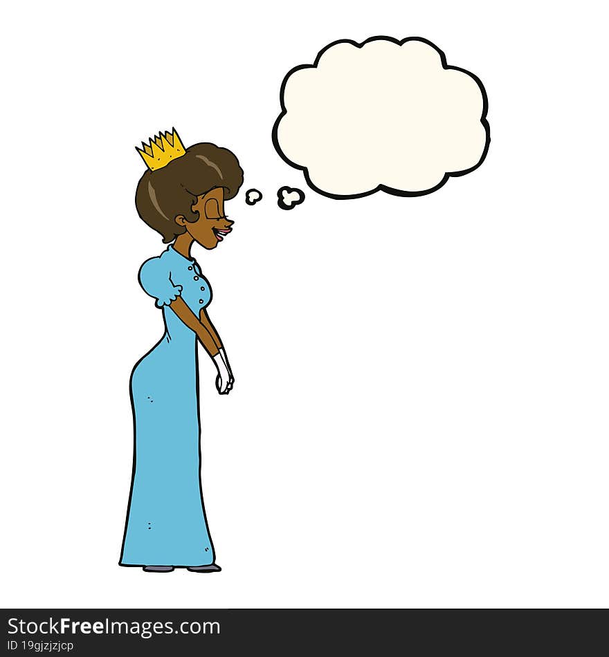 cartoon princess with thought bubble