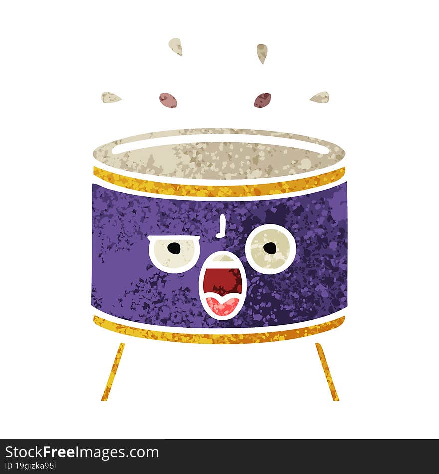 retro illustration style cartoon drum