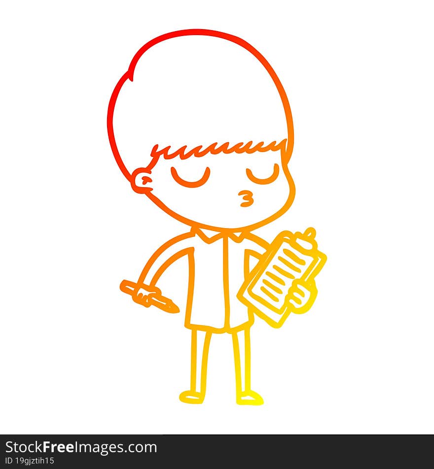 warm gradient line drawing cartoon calm boy