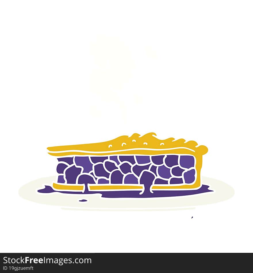 Flat Color Style Cartoon Blueberry Pie