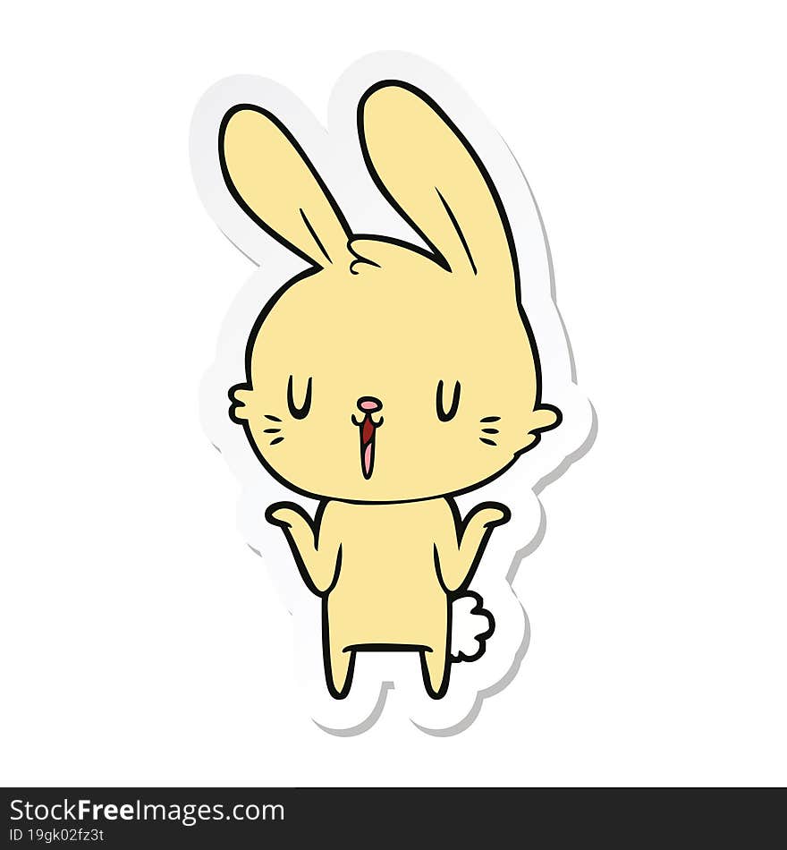 Sticker Of A Cute Cartoon Rabbit