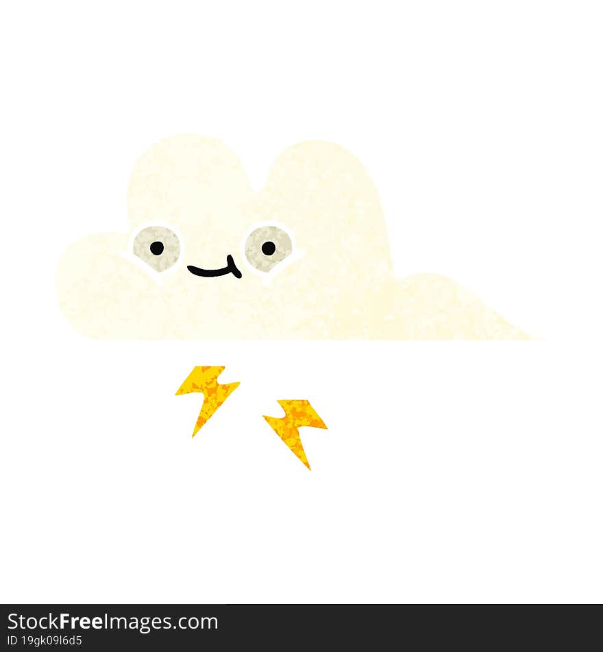 retro illustration style cartoon thunder cloud