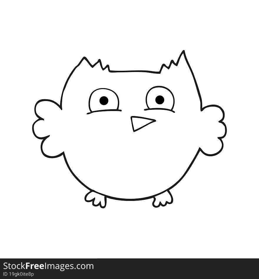 black and white cartoon little owl