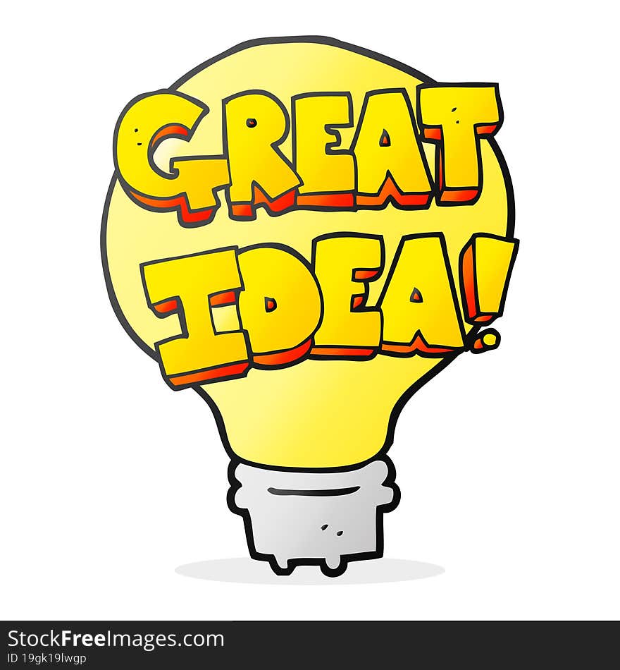 cartoon great idea light bulb symbol