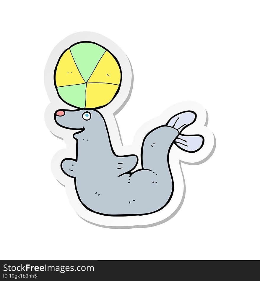 sticker of a cartoon seal with ball