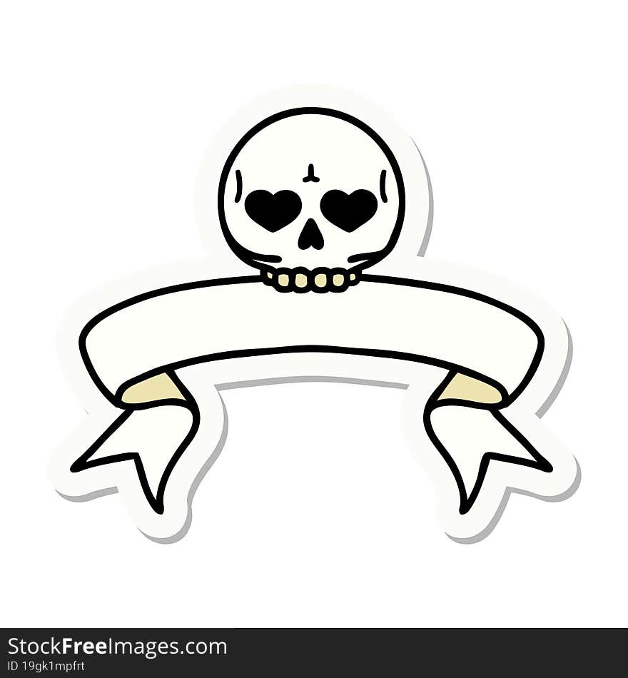 tattoo sticker with banner of a skull